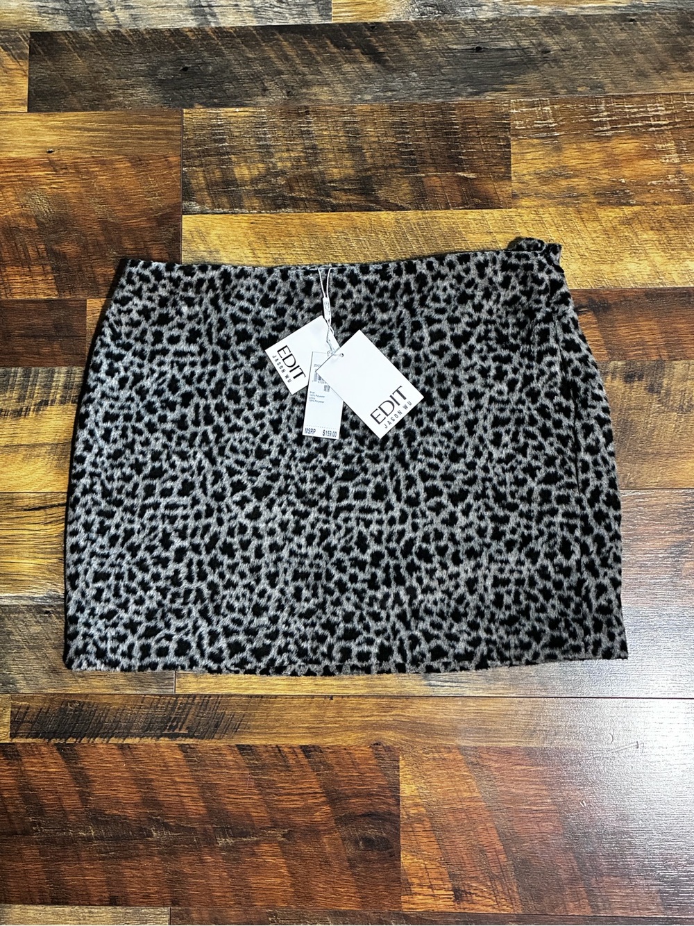 NWT Jason Wu Gray and Black Leopard Print Mini Skirt (M)